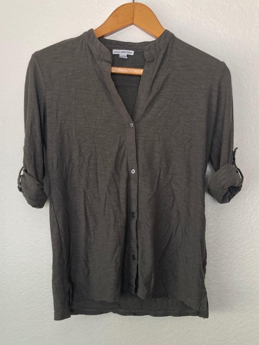 Standard James Perse Cotton Modal Slub Top Womens Size 1 Roll Tab Minimalist